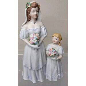 Vintage Homco Figurine Sculpture 1405 Wedding The Brides Day With Flower Girl